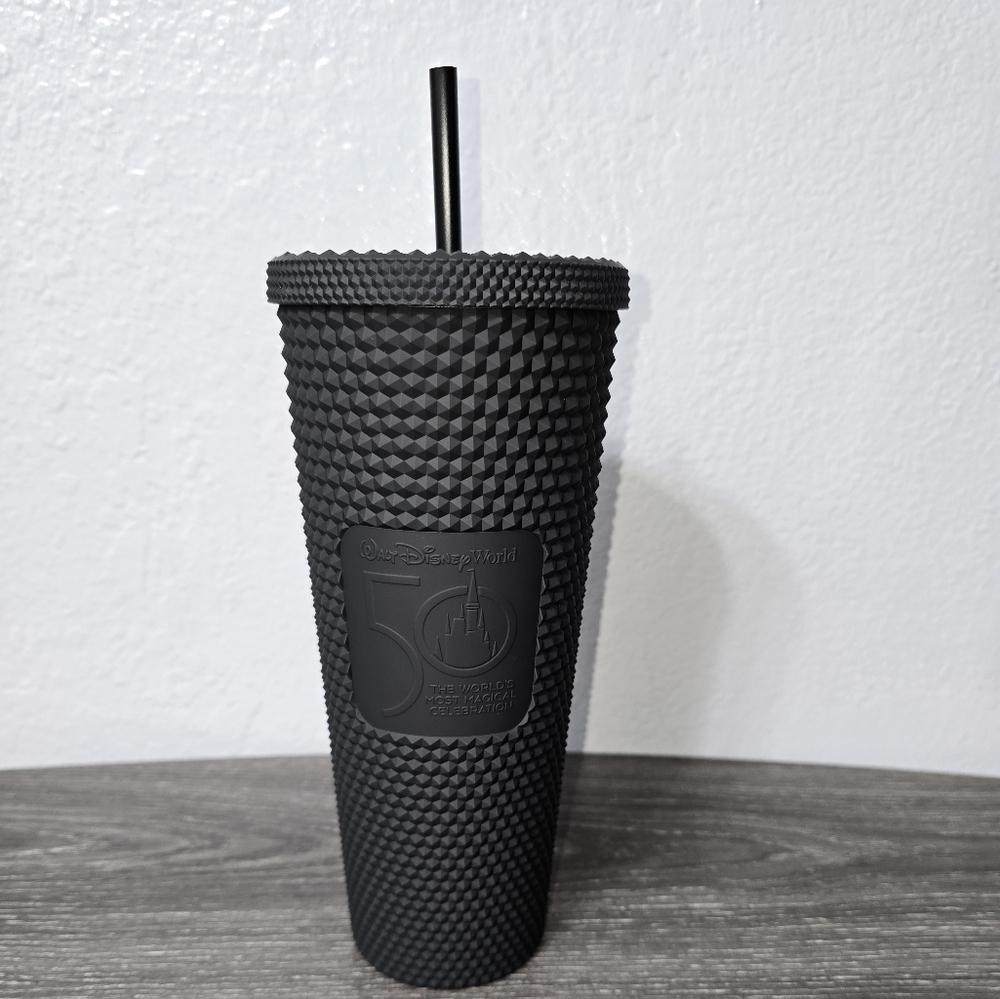 50th Anniversary Geometric Starbuck SB Tumbler with Straw Matte Black 24oz